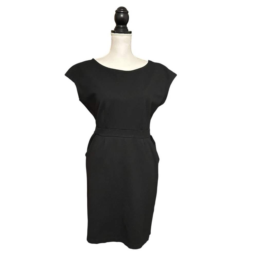 Quince Ultra-Stretch Ponte Cap Sleeve Dress Womens Large Black Classic Career